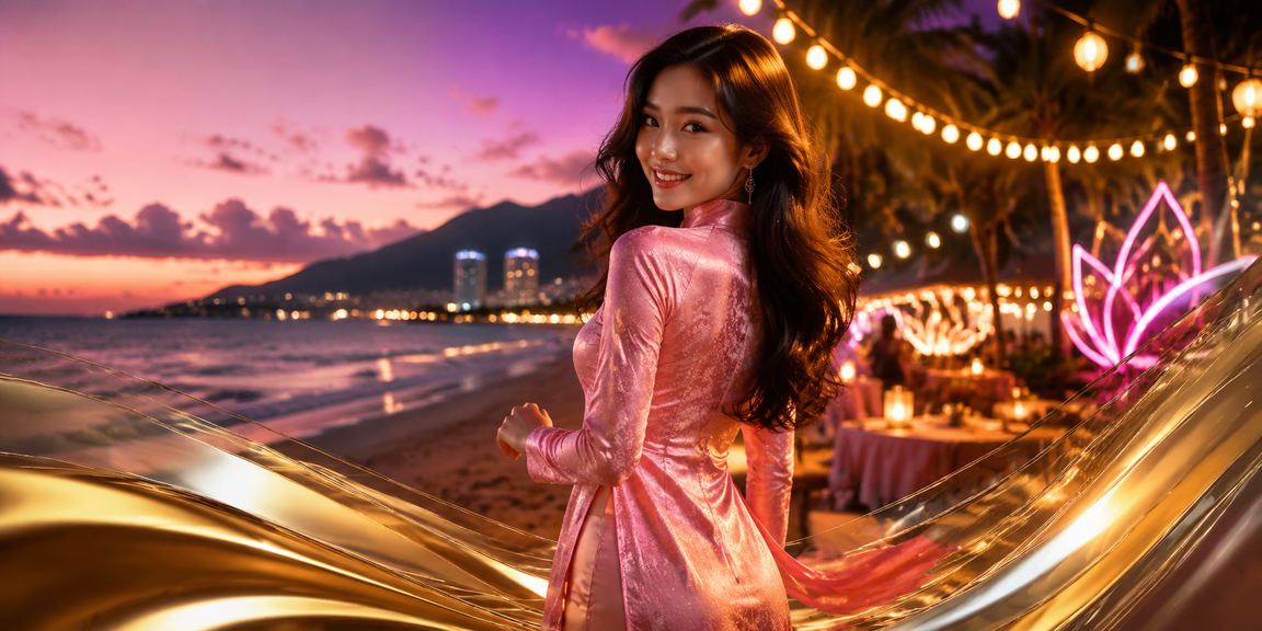 Phụ nữ mặc áo dài tại Đà Nẵng đang xem thông tin cá cược trên điện thoại